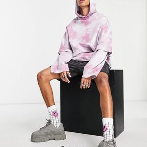 ASOS Pink Tie-Dye Hoodie Sweater